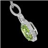 Image 2 : 3 ctw Peridot & Halo VS/SI Diamond Necklace 14K White Gold - REF-53M6F - SKU:22766
