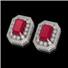 Image 2 : 13.75 ctw Ruby & Diamond Earrings 14K White Gold - REF-266Y4X - SKU:43415