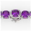 Image 1 : 46 ctw Amethyst & Diamond Bracelet 14K White Gold - REF-157X3R - SKU:23296