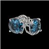 Image 3 : 1.55 ctw Intense Blue Diamond Stud Earrings 10K White Gold - REF-127V5Y - SKU:36615