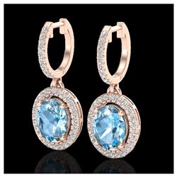 4.25 ctw Sky Blue Topaz & VS/SI Diamond Earrings 14K Rose Gold - REF-84K2W - SKU:20314