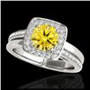 Image 1 : 1.33 ctw SI/I Fancy Intense Yellow Diamond Ring 10K White Gold - REF-197A7V - SKU:34157