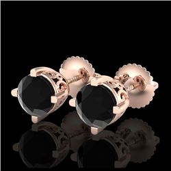 1.50 ctw Fancy Black Diamond Art Deco Stud Earrings 18K Rose Gold - REF-70V9Y - SKU:38067