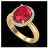 Image 2 : 3 ctw Ruby And VS/SI Diamond Ring 18K Yellow Gold - REF-64X9R - SKU:21113