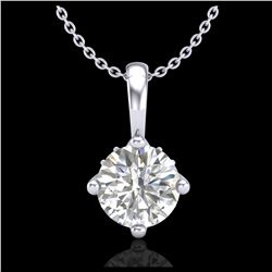 0.82 ctw VS/SI Diamond Solitaire Art Deco Stud Necklace 18K White Gold - REF-180W2H - SKU:37025