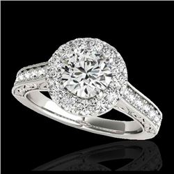 2.22 ctw H-SI/I Diamond Solitaire Halo Ring 10K White Gold - REF-368K2W - SKU:33733