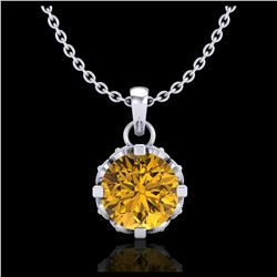 0.85 ctw Intense Fancy Yellow Diamond Art Deco Necklace 18K White Gold - REF-109F3N - SKU:37371