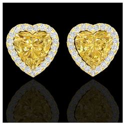 2 ctw Citrine & VS/SI Diamond Earrings Heart 14K Yellow Gold - REF-49R3K - SKU:21203