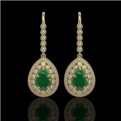 10.15 ctw Emerald & Diamond Earrings 14K Yellow Gold - REF-286K2W - SKU:43147