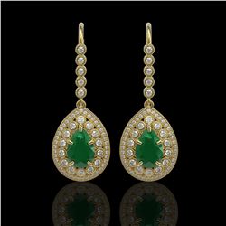 10.15 ctw Emerald & Diamond Earrings 14K Yellow Gold - REF-286K2W - SKU:43147