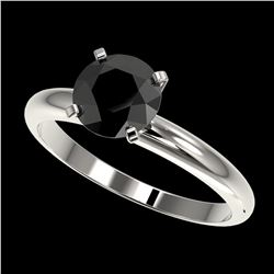 1.50 ctw Fancy Black Diamond Solitaire Ring 10K White Gold - REF-48W2H - SKU:32925