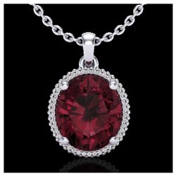 11 ctw Garnet & VS/SI Diamond Necklace 18K White Gold - REF-70M9F - SKU:20612