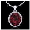 Image 1 : 11 ctw Garnet & VS/SI Diamond Necklace 18K White Gold - REF-70M9F - SKU:20612