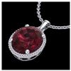 Image 2 : 11 ctw Garnet & VS/SI Diamond Necklace 18K White Gold - REF-70M9F - SKU:20612