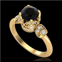 1.75 ctw Fancy Black Diamond Art Deco Ring 18K Yellow Gold - REF-134A5V - SKU:37403