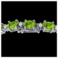 13 ctw Peridot & VS/SI Diamond Eternity Bracelet White 10K White Gold - REF-82Y7X - SKU:21455