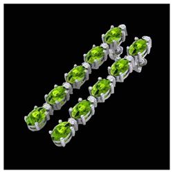 6 ctw Peridot & VS/SI Diamond Earrings White 10K White Gold - REF-38R4K - SKU:21527