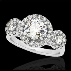 1.75 ctw H-SI/I Diamond Solitaire Halo Ring 10K White Gold - REF-135V2Y - SKU:33285