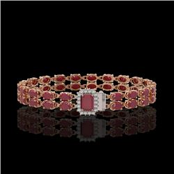 19.07 ctw Ruby & Diamond Bracelet 14K Rose Gold - REF-206N7A - SKU:45711