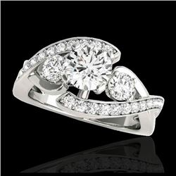 1.76 ctw H-SI/I Diamond Bypass Solitaire Ring 10K White Gold - REF-216A8V - SKU:35036