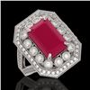 Image 1 : 7.11 ctw Ruby & Diamond Ring 14K White Gold - REF-171F5N - SKU:43367