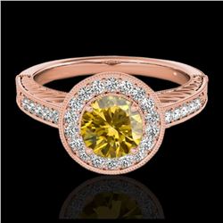 1.50 ctw SI/I Fancy Intense Yellow Diamond Ring 10K Rose Gold - REF-231H8M - SKU:33750