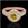 Image 1 : 1.50 ctw SI/I Fancy Intense Yellow Diamond Ring 10K Rose Gold - REF-231H8M - SKU:33750