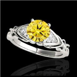 1.35 ctw SI Fancy Yellow Diamond Solitaire Ring 10K White Gold - REF-190V9Y - SKU:35213