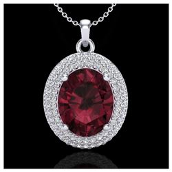 4.50 ctw Garnet & VS/SI Diamond Necklace 18K White Gold - REF-96X5R - SKU:20565