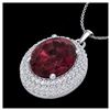 Image 2 : 4.50 ctw Garnet & VS/SI Diamond Necklace 18K White Gold - REF-96X5R - SKU:20565