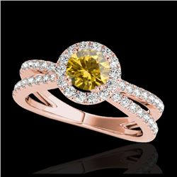 1.55 ctw SI/I Fancy Intense Yellow Diamond Ring 10K Rose Gold - REF-210W2H - SKU:33854