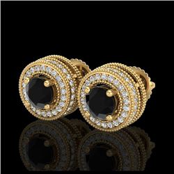2.09 ctw Fancy Black Diamond Art Deco Stud Earrings 18K Yellow Gold - REF-172X7R - SKU:38012