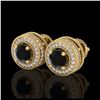 Image 1 : 2.09 ctw Fancy Black Diamond Art Deco Stud Earrings 18K Yellow Gold - REF-172X7R - SKU:38012