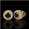 Image 2 : 2.09 ctw Fancy Black Diamond Art Deco Stud Earrings 18K Yellow Gold - REF-172X7R - SKU:38012