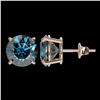 Image 2 : 4 ctw Intense Blue Diamond Stud Earrings 10K Rose Gold - REF-679R9K - SKU:33138