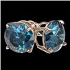 Image 3 : 4 ctw Intense Blue Diamond Stud Earrings 10K Rose Gold - REF-679R9K - SKU:33138