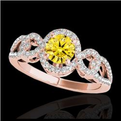 1.38 ctw SI/I Fancy Intense Yellow Diamond Ring 10K Rose Gold - REF-188V2Y - SKU:33926