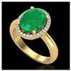 Image 2 : 3 ctw Emerald & VS/SI Diamond Ring 18K Yellow Gold - REF-64H9M - SKU:21104