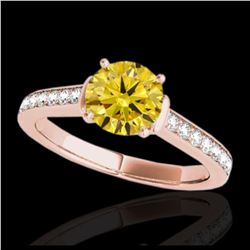 1.50 ctw SI/I Fancy Intense Yellow Diamond Ring 10K Rose Gold - REF-204H5M - SKU:34933