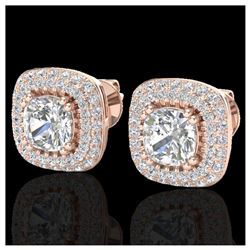 2.16 ctw VS/SI Diamond Earrings Halo 14K Rose Gold - REF-238W2H - SKU:20341