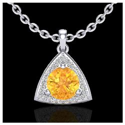1.50 ctw Citrine & VS/SI Diamond Necklace 18K White Gold - REF-34Y5X - SKU:20521