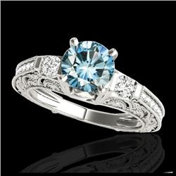 1.63 ctw SI Blue Diamond Solitaire Ring 10K White Gold - REF-163R6K - SKU:34653