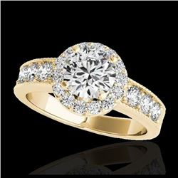 1.85 ctw H-SI/I Diamond Solitaire Halo Ring 10K Yellow Gold - REF-211V4Y - SKU:34533