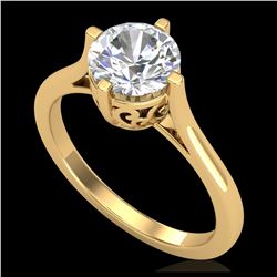 1.25 ctw VS/SI Diamond Solitaire Art Deco Ring 18K Yellow Gold - REF-490R9K - SKU:37228