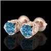 Image 1 : 1.85 ctw Fancy Intense Blue Diamond Art Deco Earrings 18K Rose Gold - REF-200H2M - SKU:37412