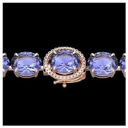 75 ctw Tanzanite & Diamond Bracelet 14K Rose Gold - REF-865F6N - SKU:22279