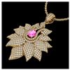 Image 1 : 3 ctw Pink Sapphire & VS/SI Diamond Necklace 18K Yellow Gold - REF-290M9F - SKU:22569