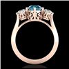 Image 3 : 1.51 ctw Intense Blue Diamond Art Deco 3 Stone Ring 18K Rose Gold - REF-236A4V - SKU:38084