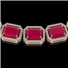 Image 3 : 84.94 ctw Ruby & Diamond Halo Necklace Rose 10K Rose Gold - REF-930Y2X - SKU:41478