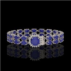 19.85 ctw Sapphire & Diamond Bracelet 14K White Gold - REF-195H6M - SKU:45599